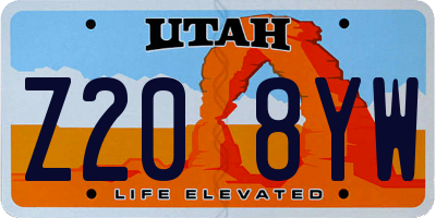UT license plate Z208YW