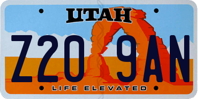 UT license plate Z209AN