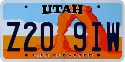 UT license plate Z209IW