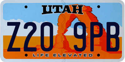 UT license plate Z209PB