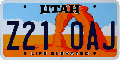 UT license plate Z210AJ