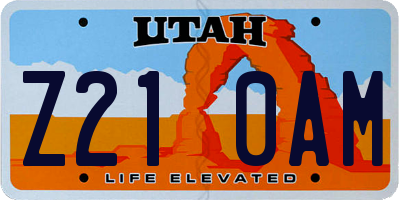 UT license plate Z210AM