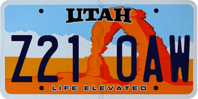 UT license plate Z210AW
