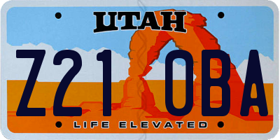 UT license plate Z210BA
