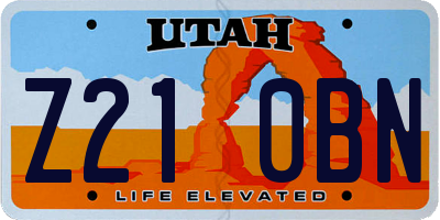 UT license plate Z210BN