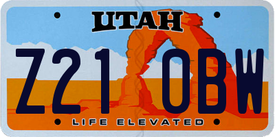 UT license plate Z210BW