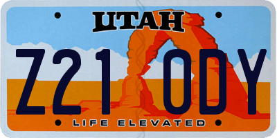 UT license plate Z210DY