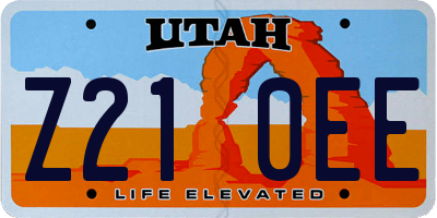UT license plate Z210EE