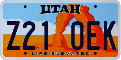UT license plate Z210EK