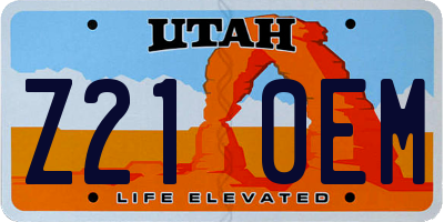UT license plate Z210EM