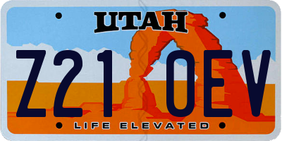 UT license plate Z210EV