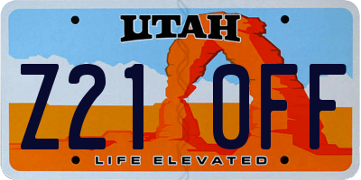 UT license plate Z210FF