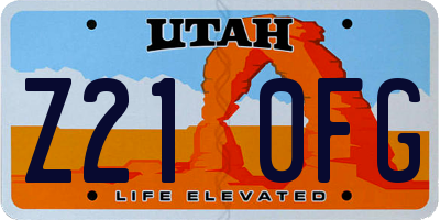UT license plate Z210FG