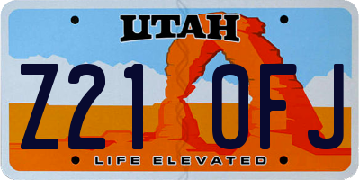 UT license plate Z210FJ