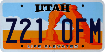 UT license plate Z210FM