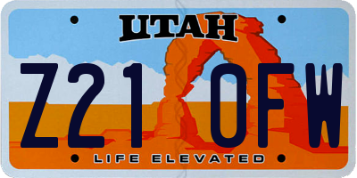 UT license plate Z210FW