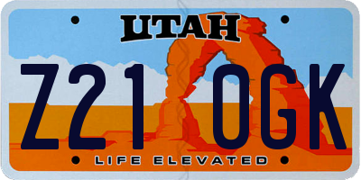 UT license plate Z210GK