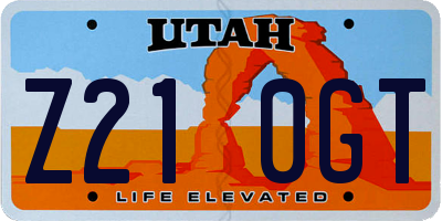 UT license plate Z210GT