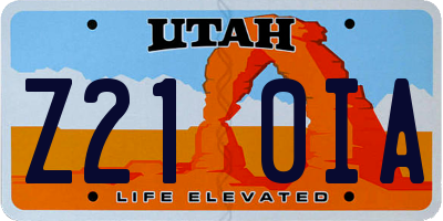 UT license plate Z210IA