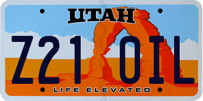 UT license plate Z210IL