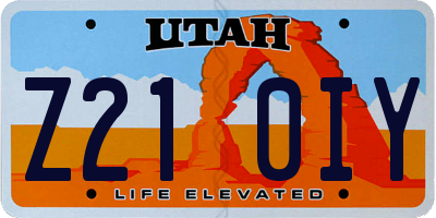 UT license plate Z210IY