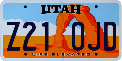 UT license plate Z210JD