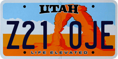 UT license plate Z210JE