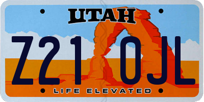 UT license plate Z210JL