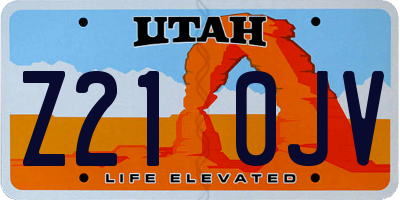 UT license plate Z210JV