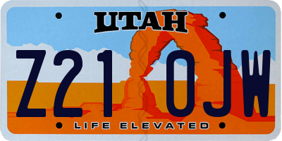 UT license plate Z210JW