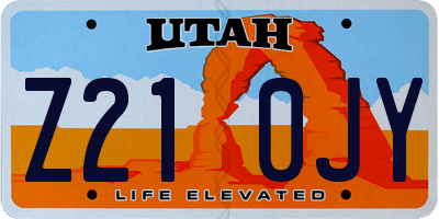 UT license plate Z210JY