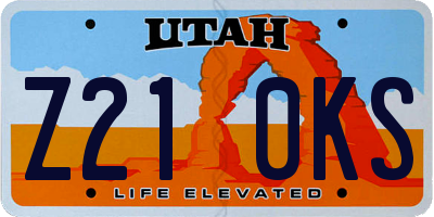 UT license plate Z210KS