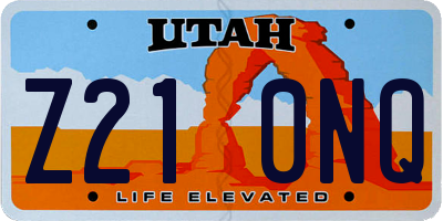 UT license plate Z210NQ