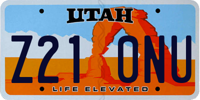 UT license plate Z210NU