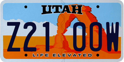 UT license plate Z210OW
