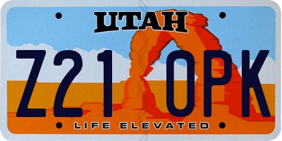 UT license plate Z210PK