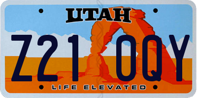 UT license plate Z210QY