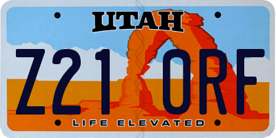 UT license plate Z210RF