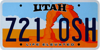 UT license plate Z210SH