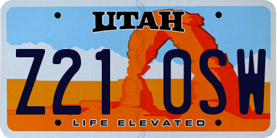 UT license plate Z210SW