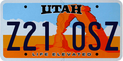 UT license plate Z210SZ