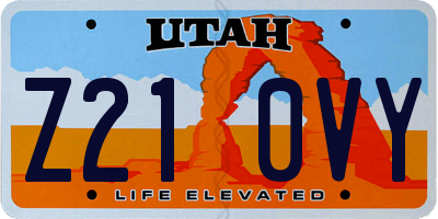 UT license plate Z210VY