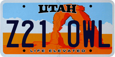 UT license plate Z210WL