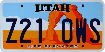 UT license plate Z210WS