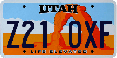 UT license plate Z210XF