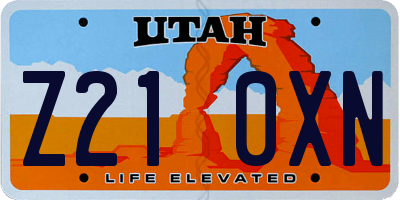 UT license plate Z210XN