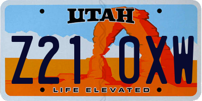 UT license plate Z210XW