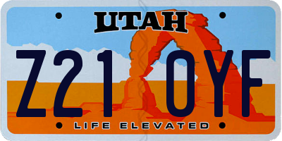 UT license plate Z210YF