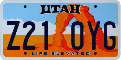 UT license plate Z210YG