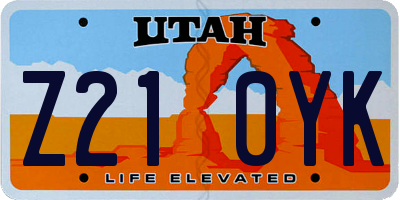 UT license plate Z210YK